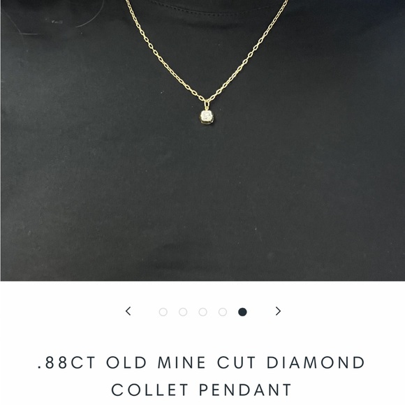 Antique old mine cut diamond collet setting necklace 14kt gold - Picture 5 of 8